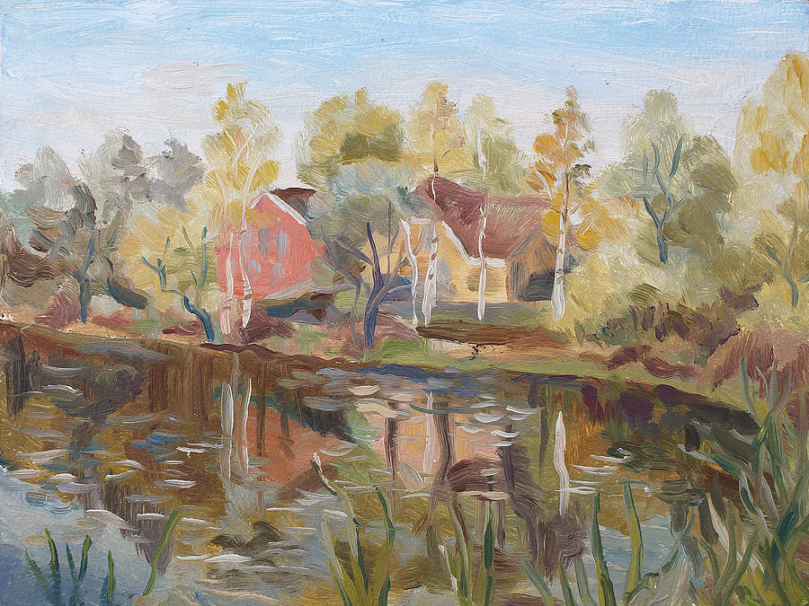 Autumn Lake Painting by Alina Malykhina