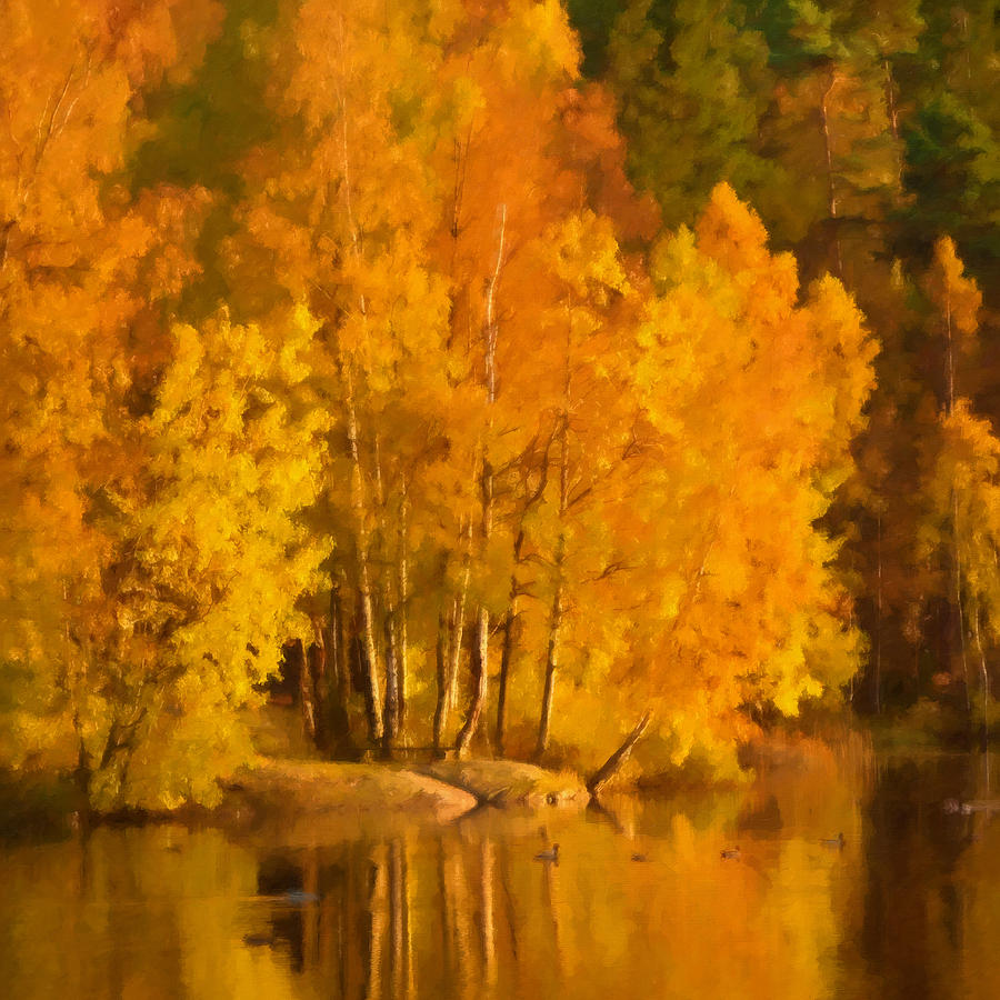 Autumn Lake Painting by Lutz Baar