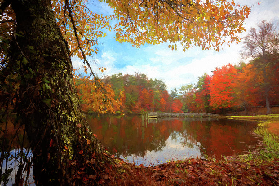 Autumn Lake Oil Painting Photograph by Debra and Dave Vanderlaan