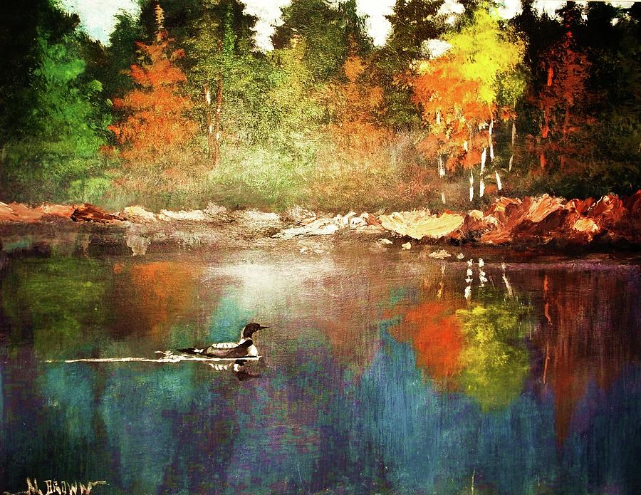 Autumn Lake Reflections Painting by Al Brown