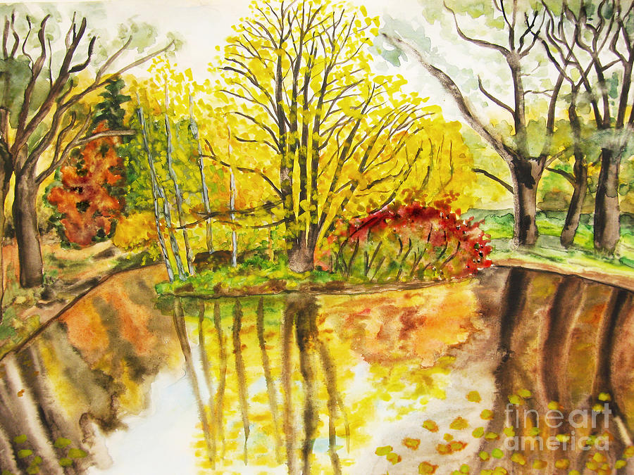 Autumn landscape, hand drawn picture Painting by Irina Afonskaya