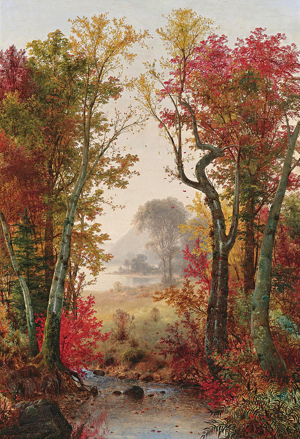 Autumn Landscape Painting by Louis Remy Mignot