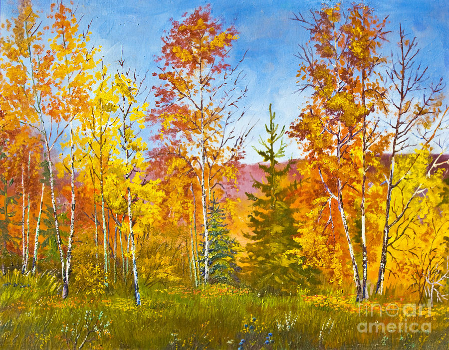 Autumn landscape, oil painting Painting by Irina Afonskaya