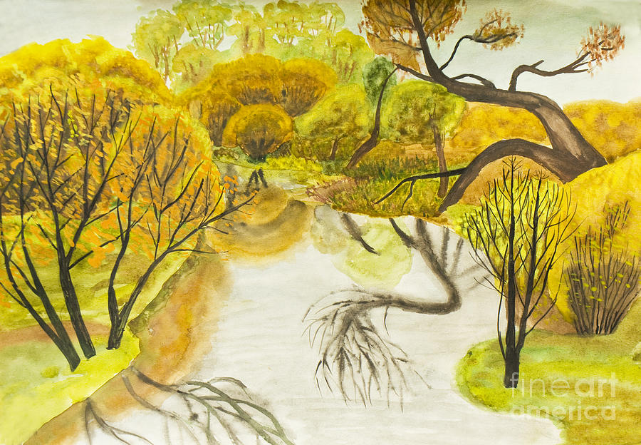 Autumn landscape, painting Painting by Irina Afonskaya