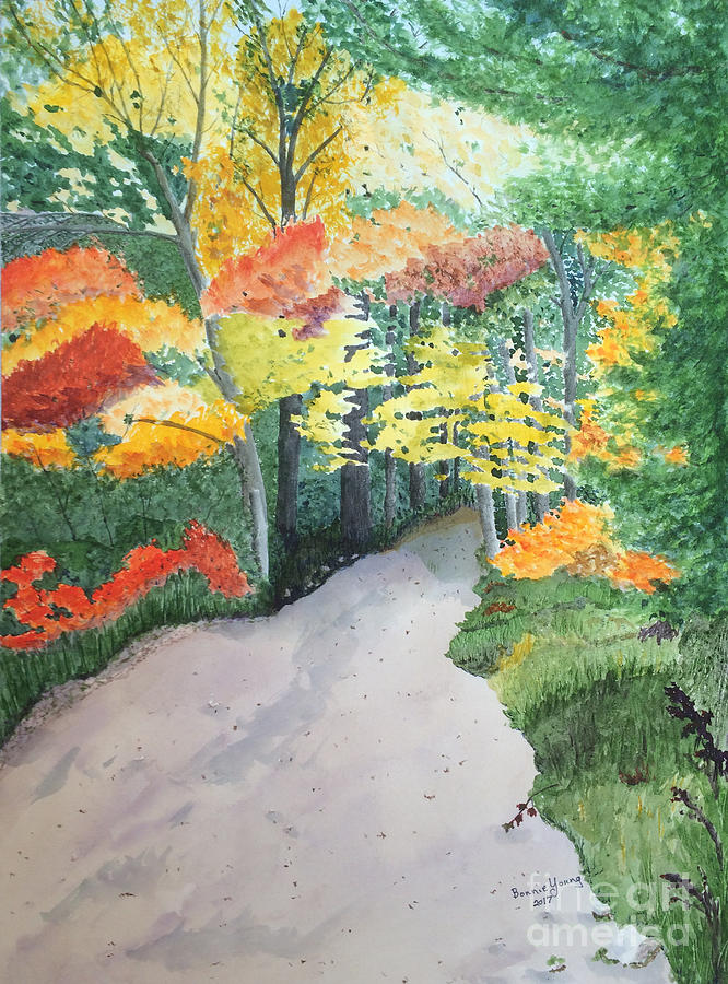Autumn Lane Painting by Bonnie Young