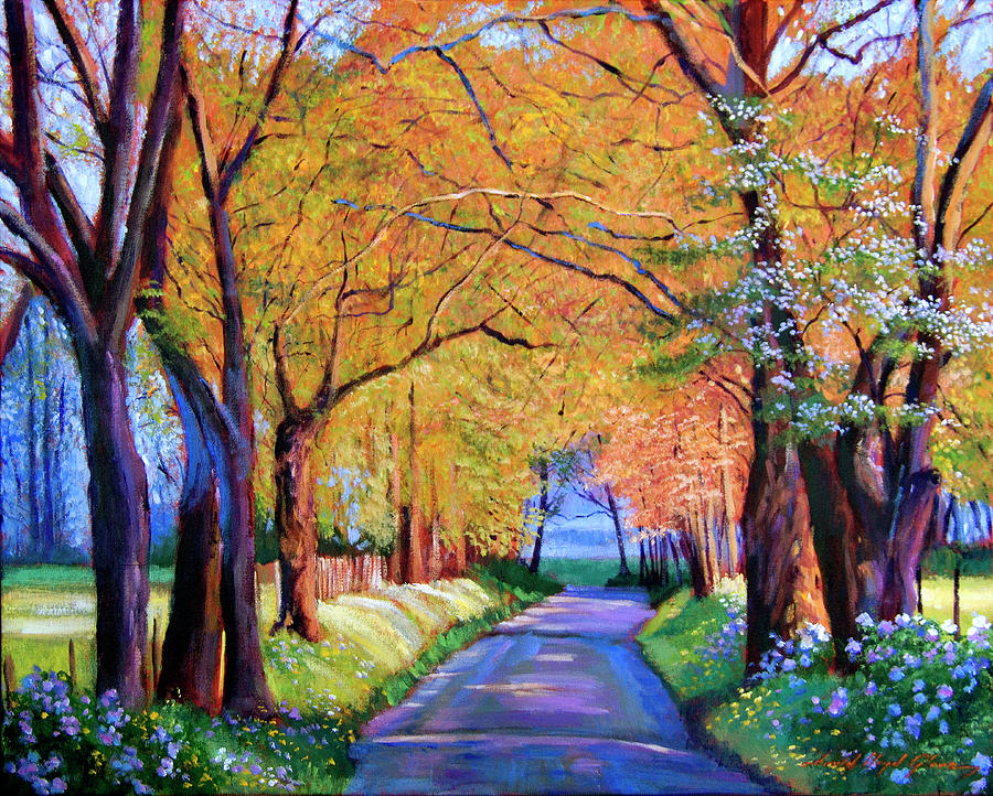 Autumn Lane Painting by David Lloyd Glover