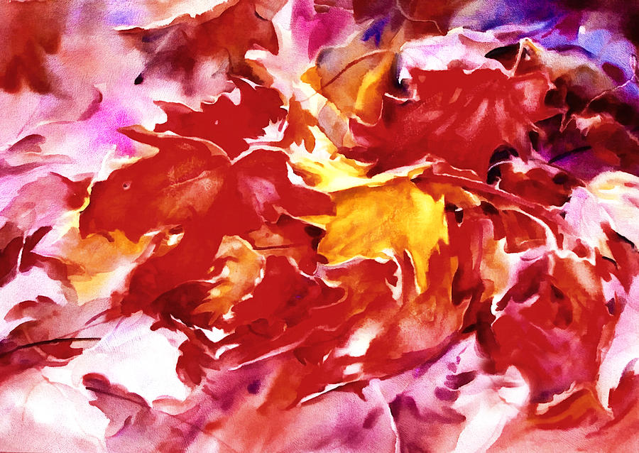 Nature Mixed Media - Autumn Leaves Abstract by Georgiana Romanovna