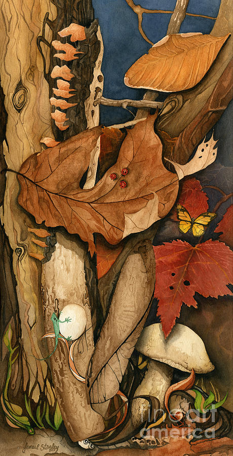 Watercolor Painting - Autumn Leaves Falling by James Stanley