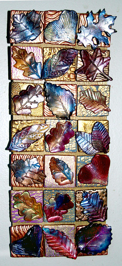 Autumn Leaves Half Panel Ceramic Art by Alene Sirott-Cope