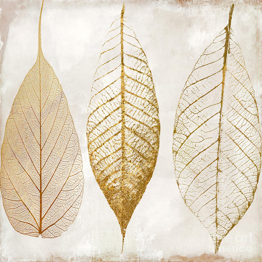 Leaf Painting - Autumn Leaves III Fallen Gold by Mindy Sommers