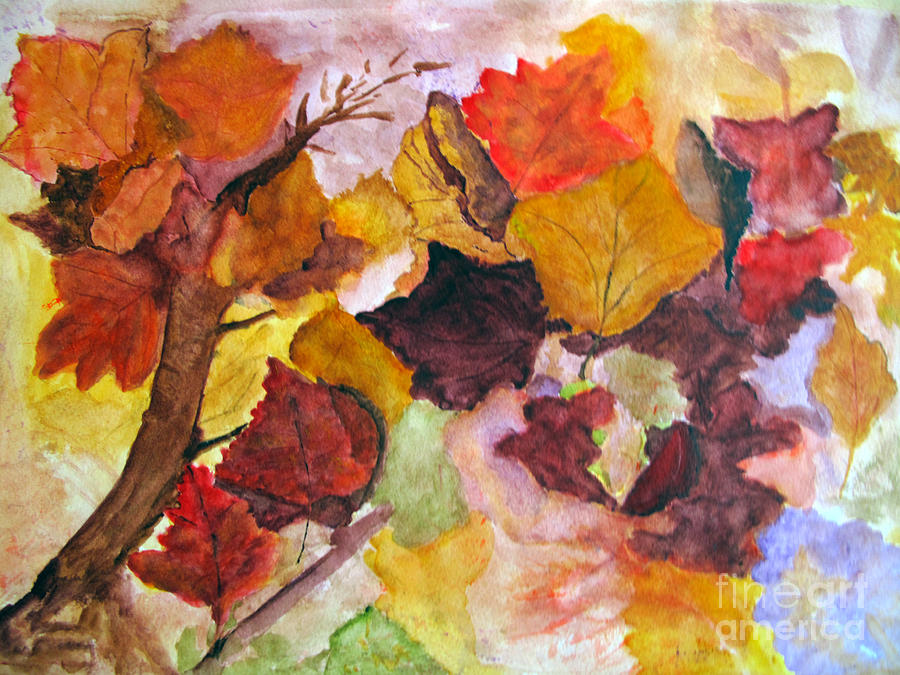Autumn Leaves in the Wind Painting by Sandy McIntire