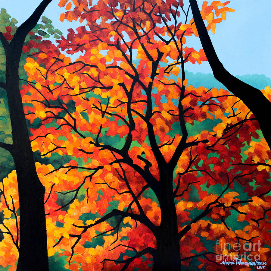 Autumn Leaves Painting by Noune Tahmassian Morse - Fine Art America