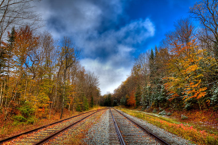 Train Photograph - Autumn Leaves on the Tracks by David Patterson