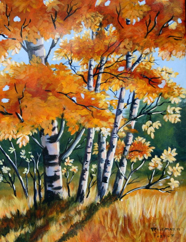 Autumn Leaves Painting by Rosemarie Foster