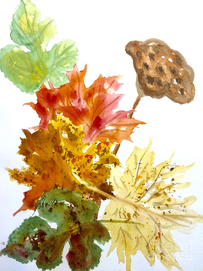 Autumn Leaves Still life Painting by Ellen Levinson