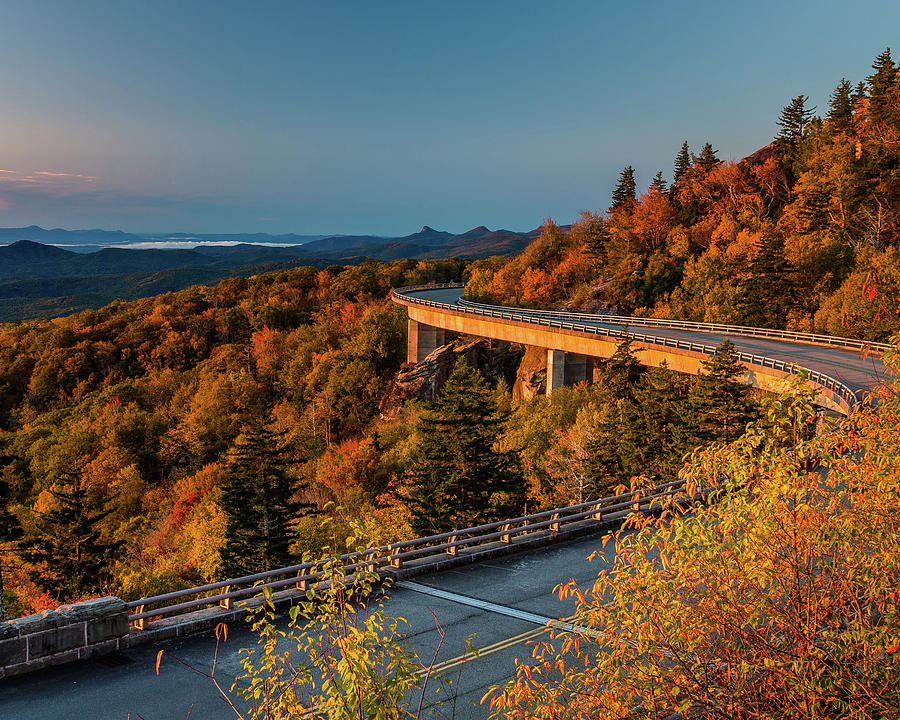 Morning Sun Light - Autumn Linn Cove Viaduct Fall Foliage Photograph by ...