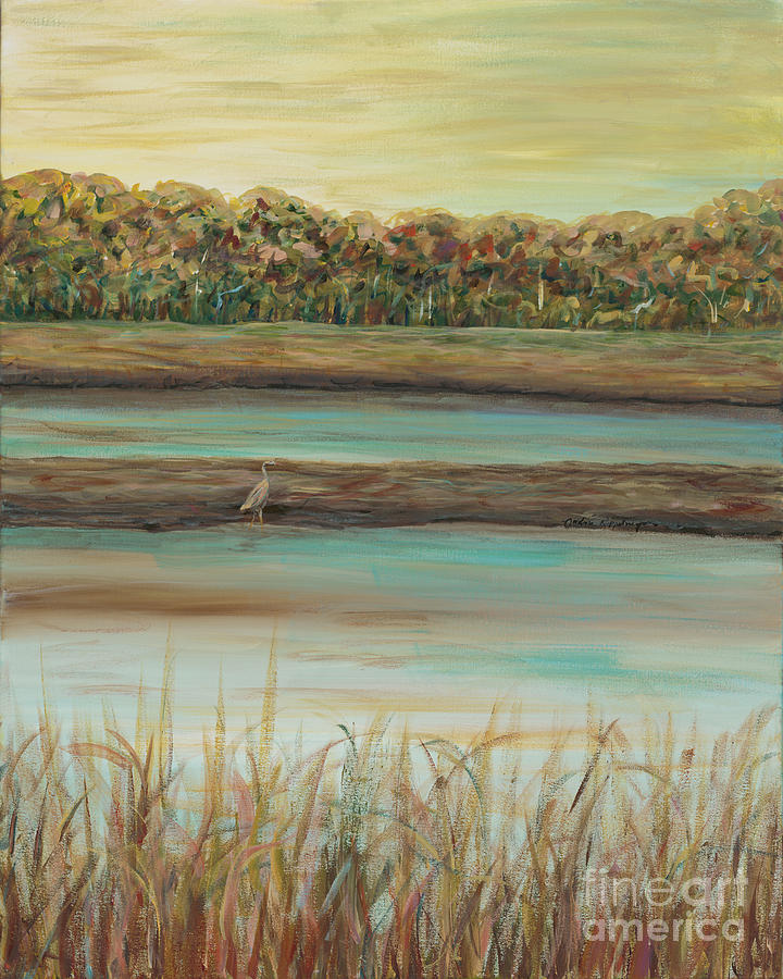 Tree Painting - Autumn Marsh and Bird by Nadine Rippelmeyer