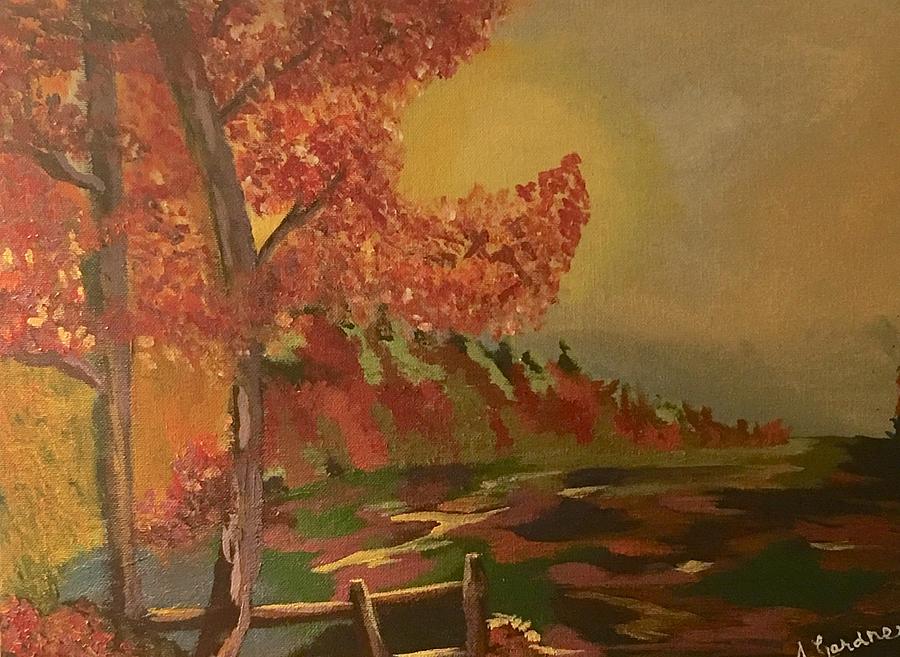 Autumn Meadow Painting by Queen Gardner