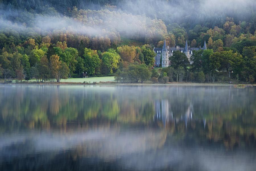 Autumn mist on Loch Achray Photograph by Stephen Taylor