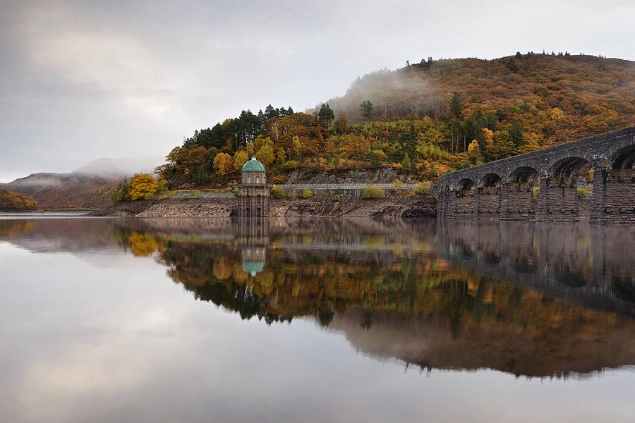 Autumn Mist on the Elan Valley Photograph by Stephen Taylor