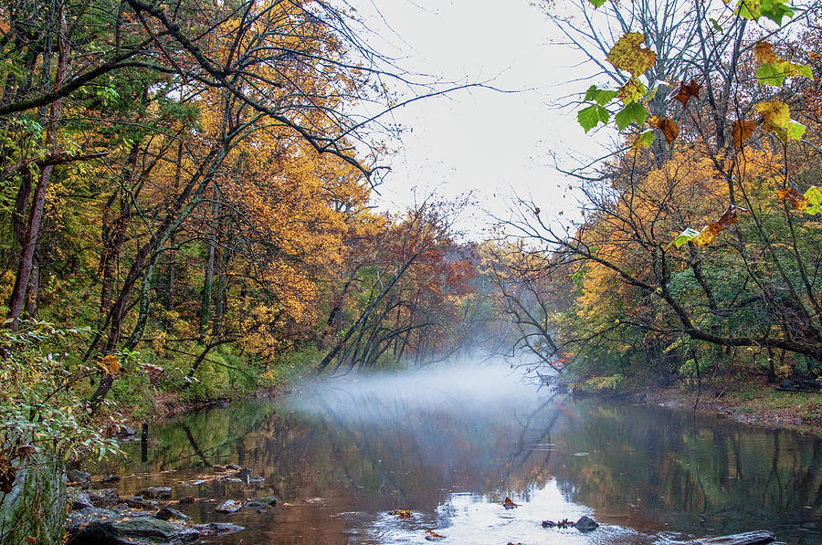 Autumn Mist - Wissahickon Creek Photograph by Bill Cannon