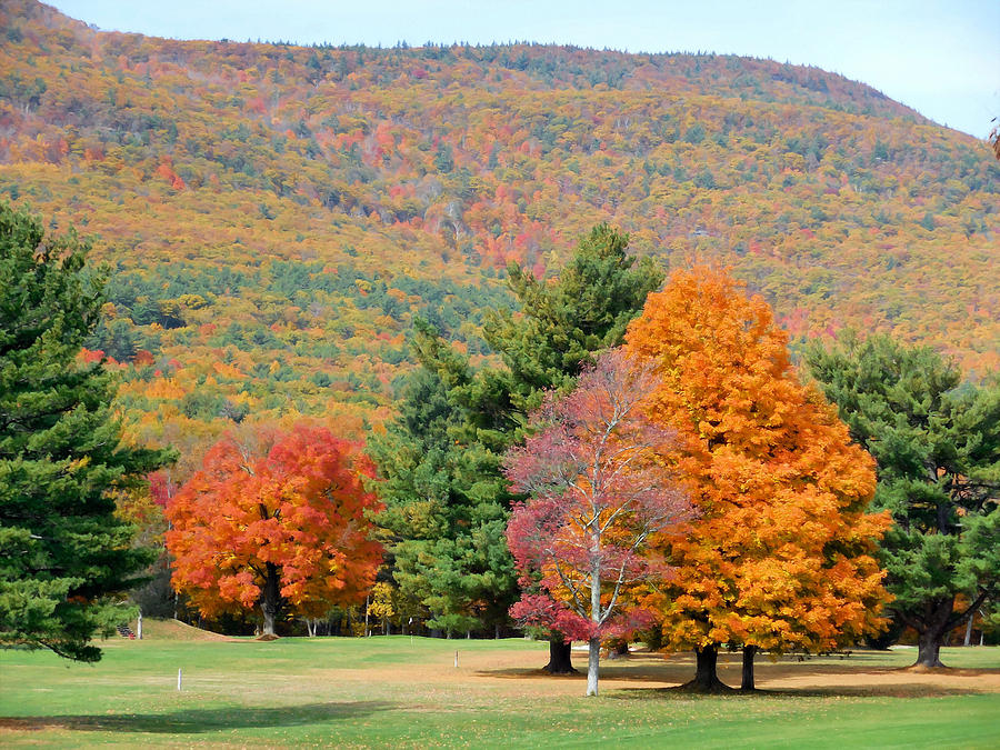Autumn mountain golf course 1 Digital Art by Jeelan Clark
