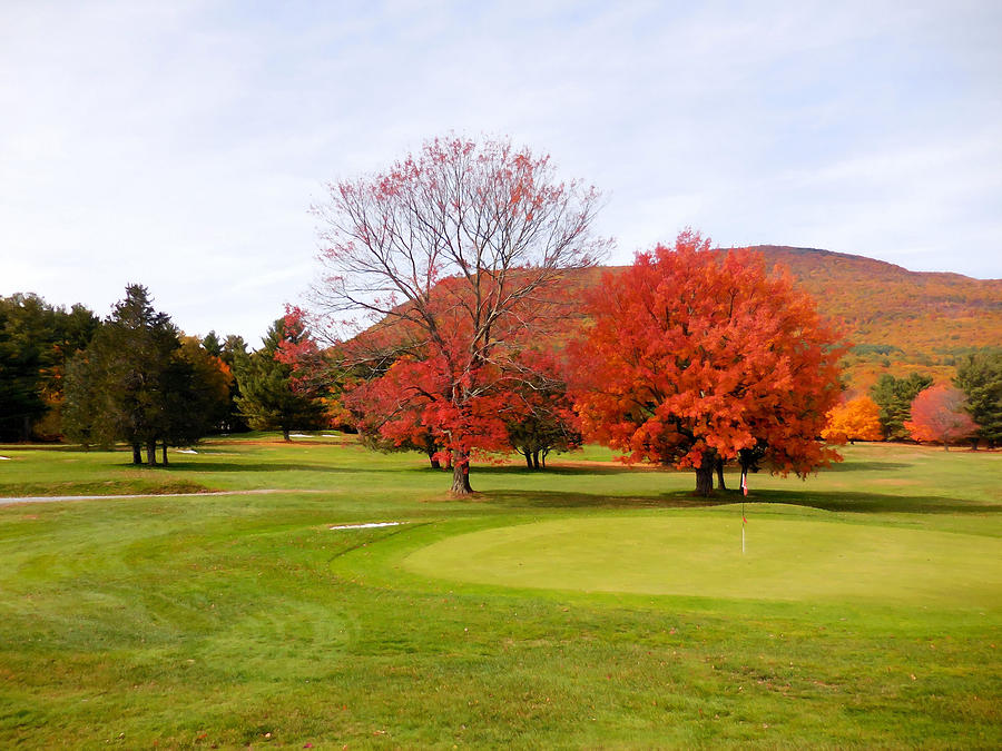 Autumn mountain golf course 2 Digital Art by Jeelan Clark