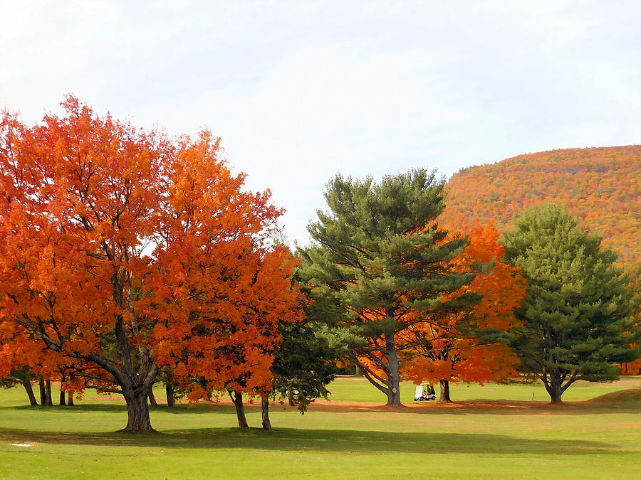 Autumn mountain golf course 4 Digital Art by Jeelan Clark