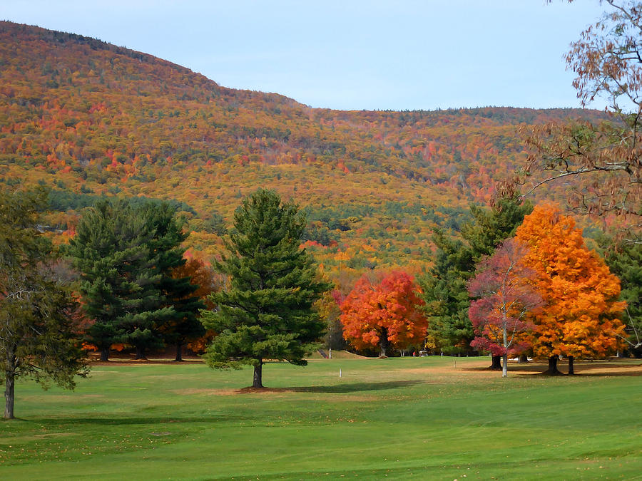 Autumn mountain golf course 5 Painting by Jeelan Clark