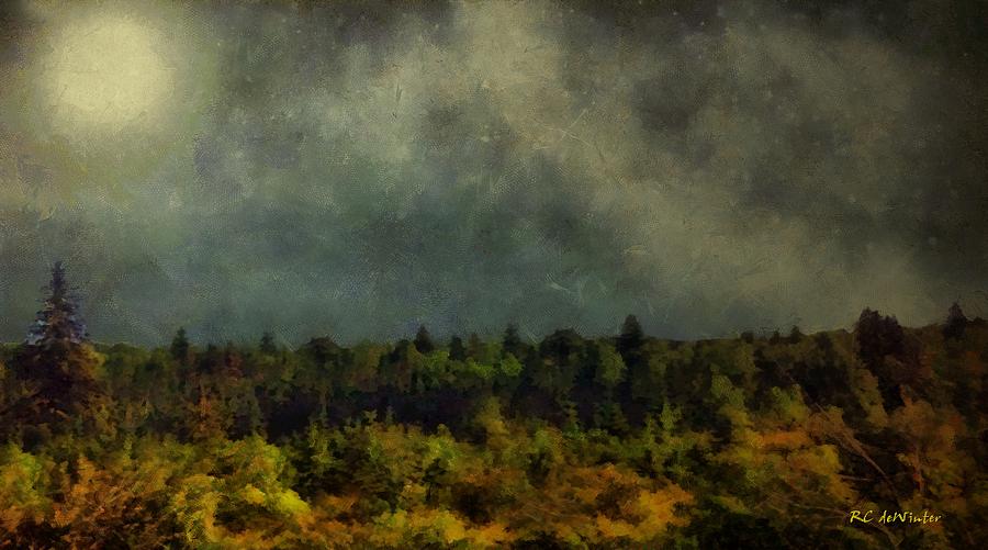 Autumn Night in the Pines Painting by RC DeWinter