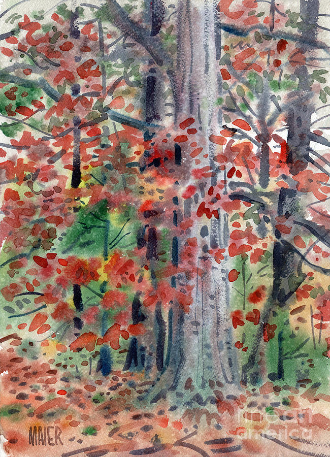 Autumn Oak Painting by Donald Maier