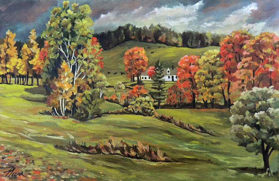 Autumn off the Back Road in Vermont Painting by Nancy Griswold