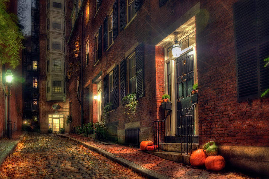 Boston Photograph - Autumn on Acorn Street - Boston by Joann Vitali