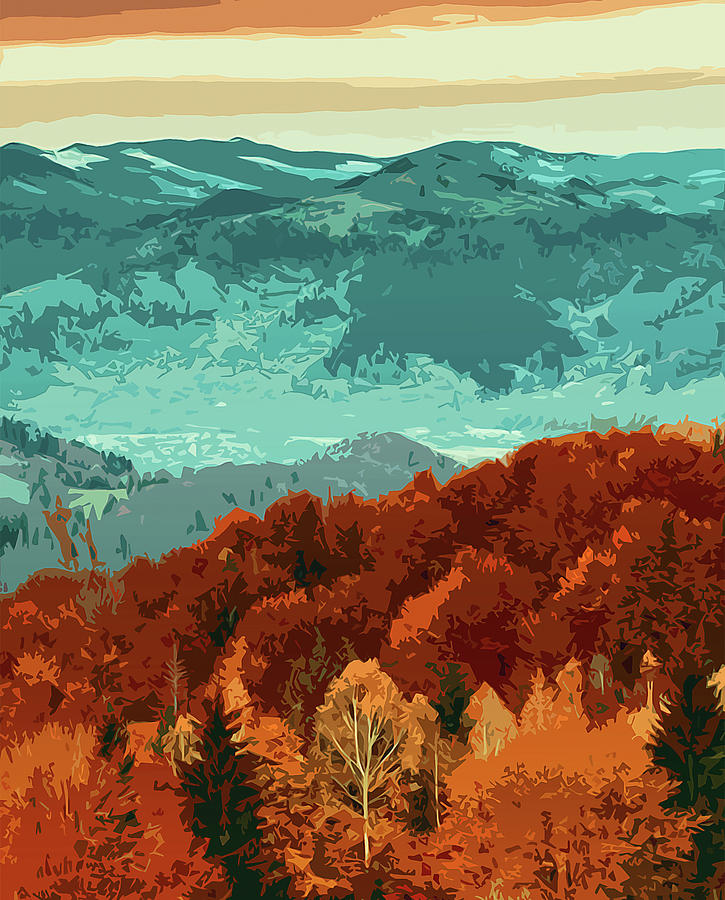 Autumn on mountains and forests Painting by AM FineArtPrints