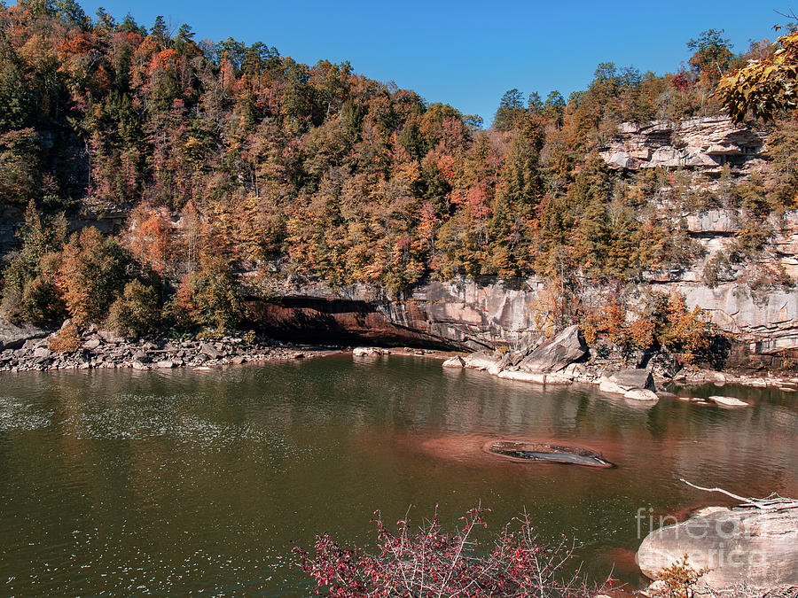 Autumn on the Cumberland Cave below the Falls Photograph by Ken Frischkorn