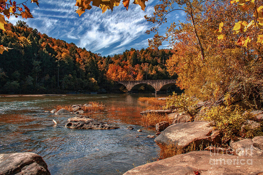 Autumn on the Cumberland  Kentucky HWY 90 Bridge Photograph by Ken Frischkorn