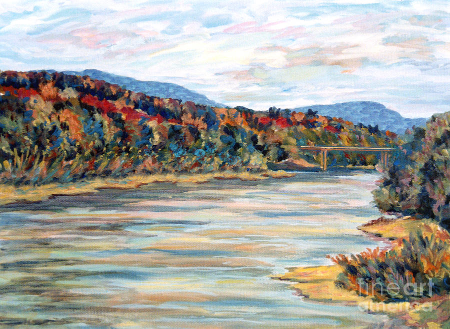 Autumn on the Delaware RIver Painting by Pamela Parsons