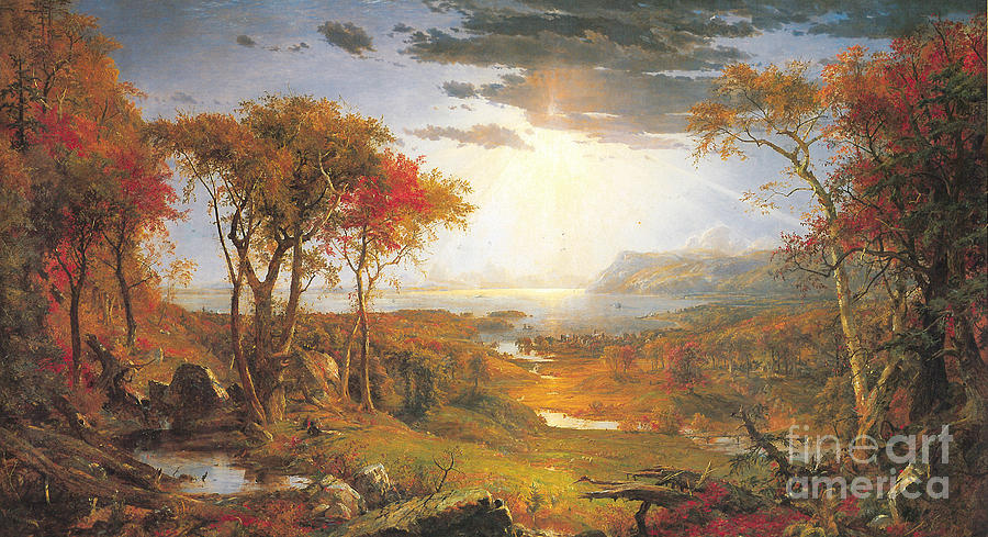 Autumn On The Hudson Rive Painting by Celestial Images