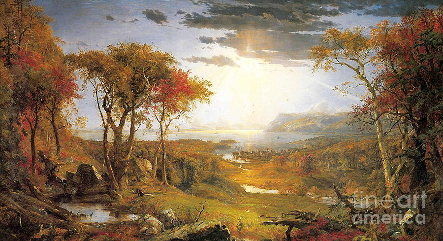 Jasper Francis Cropsey Painting - Autumn On The Hudson River  by Celestial Images