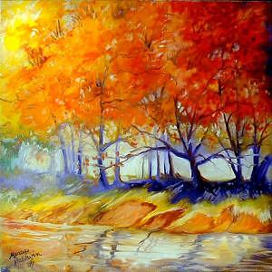 Tree Painting - AUTUMN On The LAKE by Marcia Baldwin