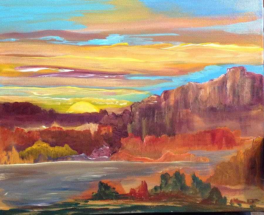 Landscape Painting - Autumn on the Rio Grande by Shirley Bland