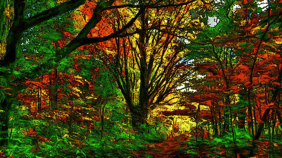 Fall Digital Art - Autumn Path by Jean-Marc Lacombe