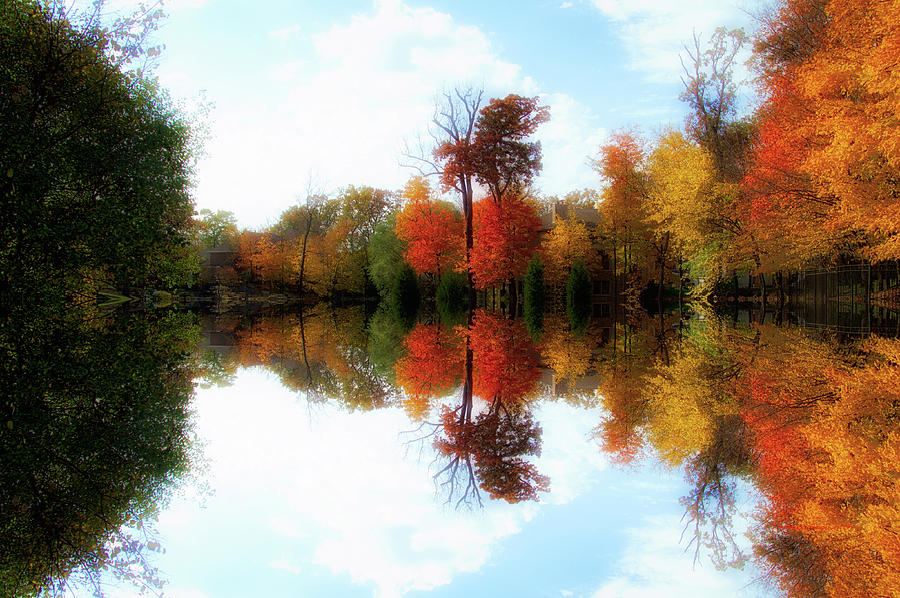Autumn Pond 2016 Mirrored Image Photograph by Thomas Woolworth