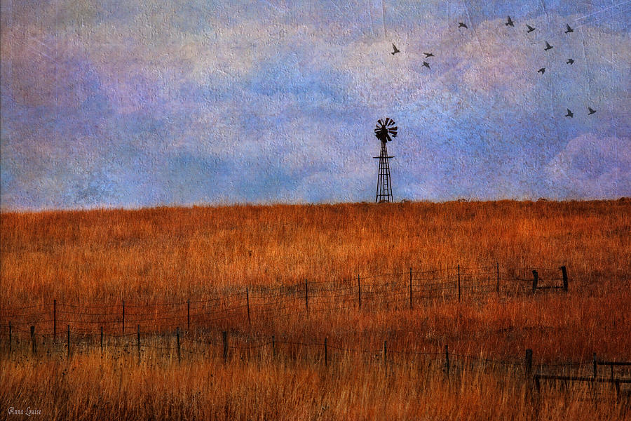 Autumn Prairie Windmill Photograph by Anna Louise
