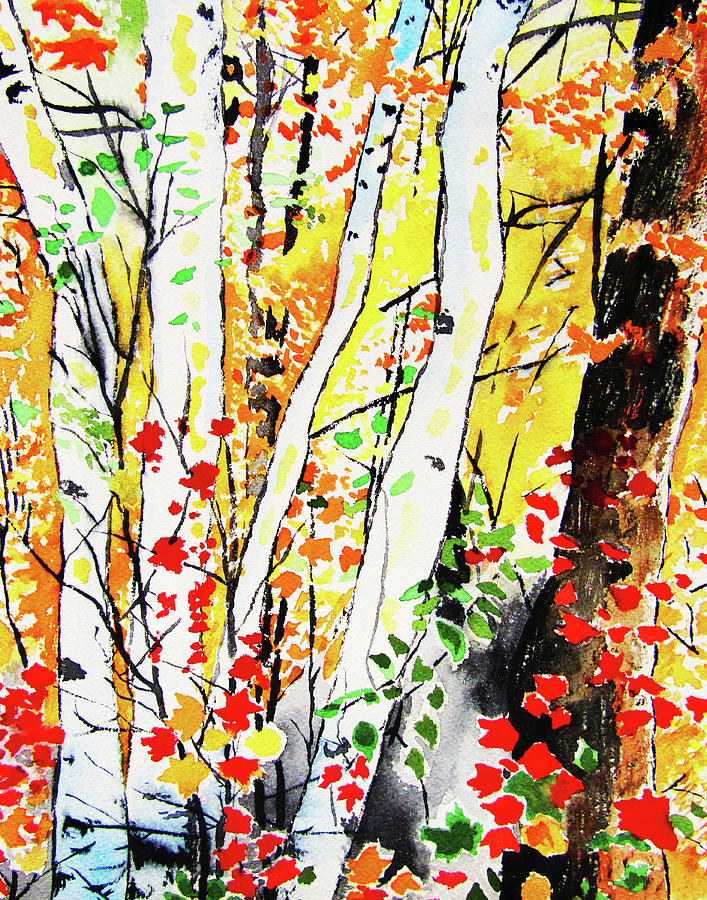 Autumn Quaking Aspens Painting by Barbara Fowler