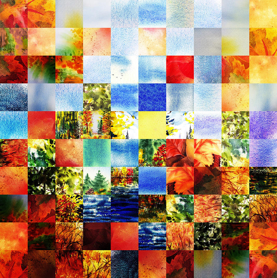 Abstract Painting - Autumn Quilt Fall Collage by Irina Sztukowski