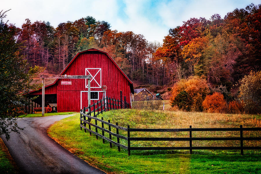Barn Photograph - Autumn Red Barn by Debra and Dave Vanderlaan