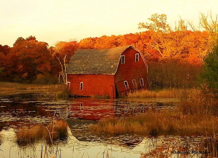 Nature Photograph - Autumn Red Barn by Kimberly Benedict