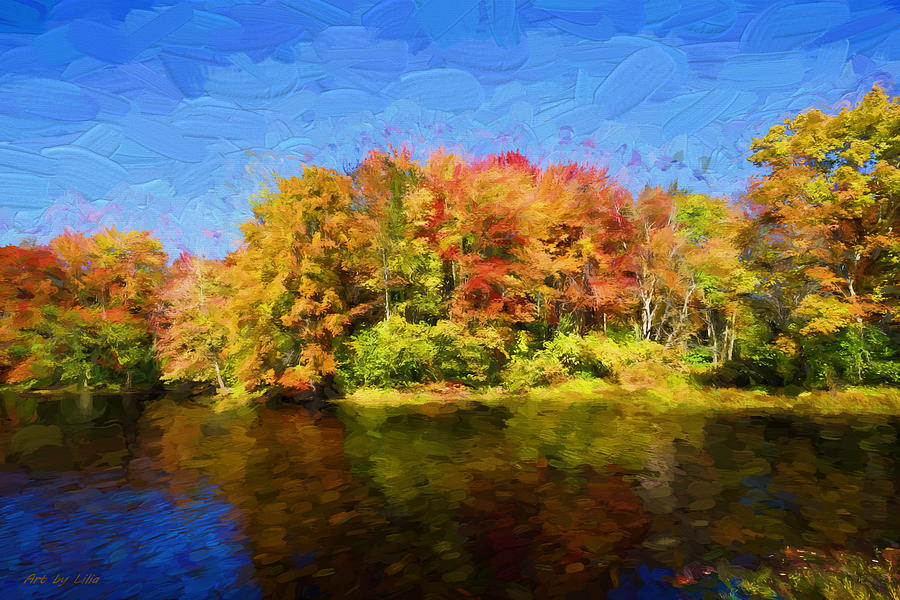 Autumn reflection Painting by Lilia D