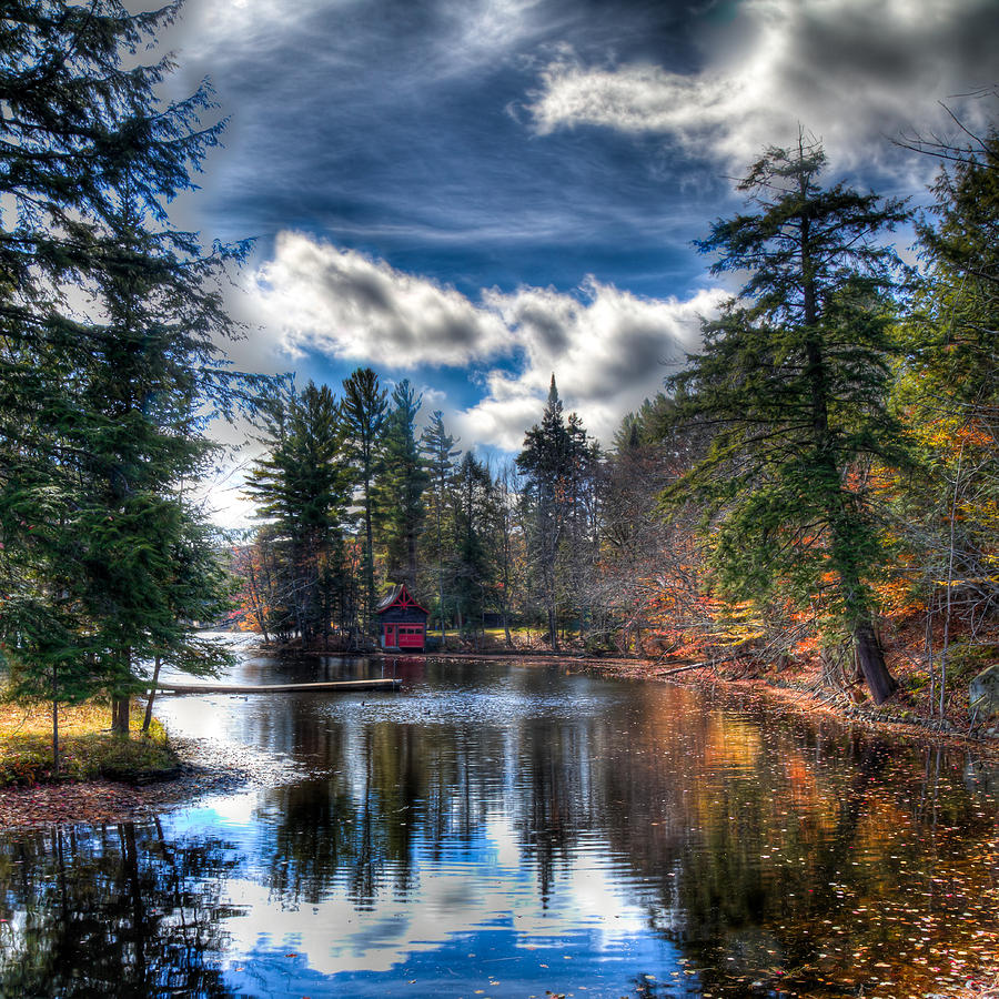Autumn Reflections at the Boathouse Photograph by David Patterson